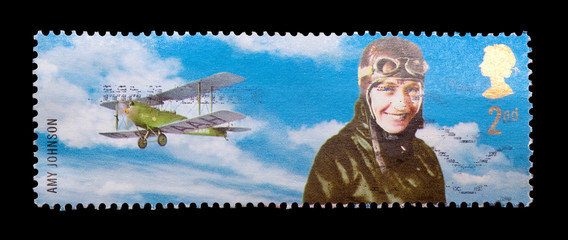 mail stamp featuring aviation pioneer amy johnson