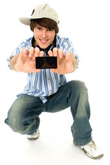 Cool young guy with mp3 player