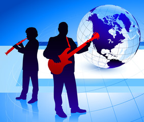 Music Band with Globe Background