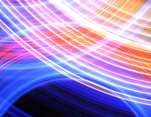 Abstract background of glowing stripes of streaks of light bands