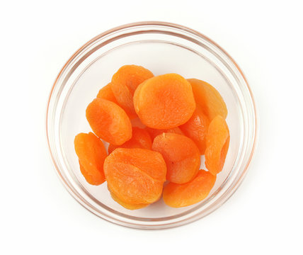 Dried apricot fruits ine a glass vase