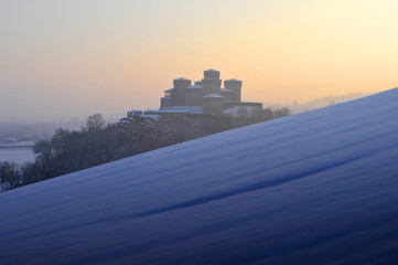 Torrechiara Castle in the snow