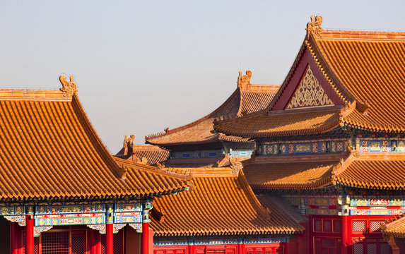 Yellow Roofs Gugong Forbidden City PalaceBeijing China
