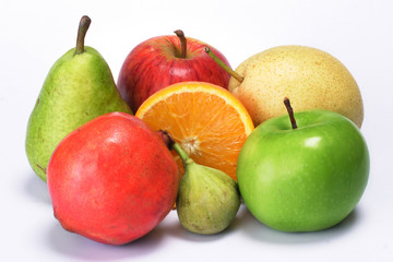 Fresh fruits on white