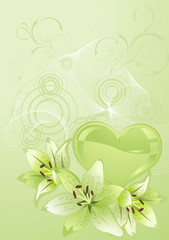 Valentines Day design green. Vector illustration.