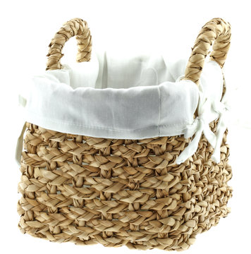 vannerie tress&eacute;e tissu coton &eacute;cru fond blanc
