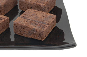 close in view of chocolate cake isolated on white