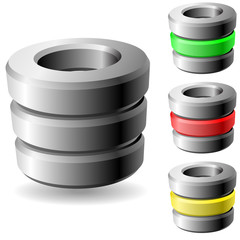 Database 3D vector icon isolated on white background.