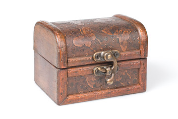 wooden chest isolated on white