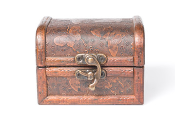 wooden chest isolated on white