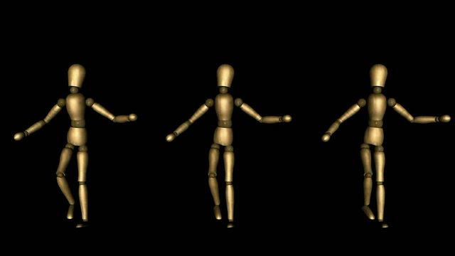 3 tanzende Holzfiguren