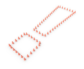 Ausrufezeichen aus Warnkegeln