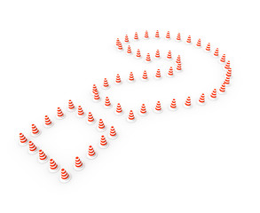 Fragezeichen aus Warnkegeln