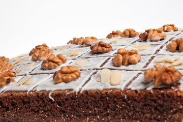 A delicious christmas cake with nuts.