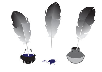 Feather and inkwells