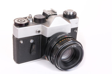 Retro SLR camera with portrait lens