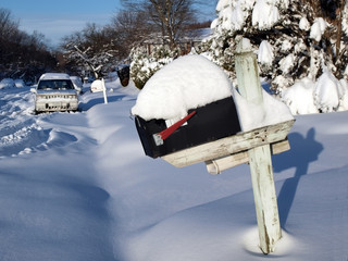 snow covered mailbox - Powered by Adobe