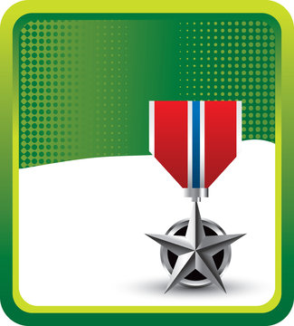 military medal green checkered banner
