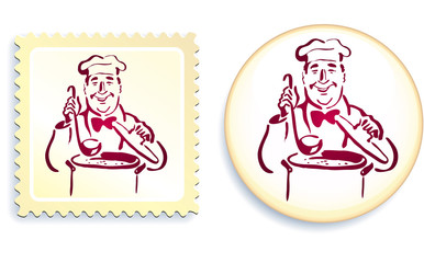 Chef on Button and Stamp Set