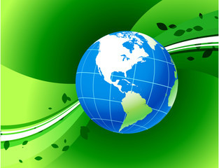 Globe on Green Background