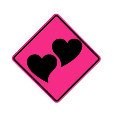 road sign - two hearts on pink