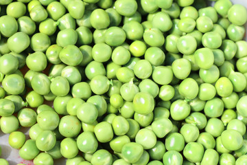 Close up shot of organic green peas
