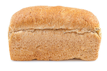 Whole grain bread loaf on a white background