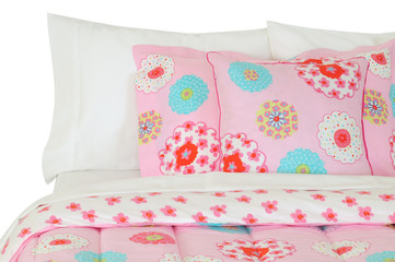 Floral bedding set. Clipping path