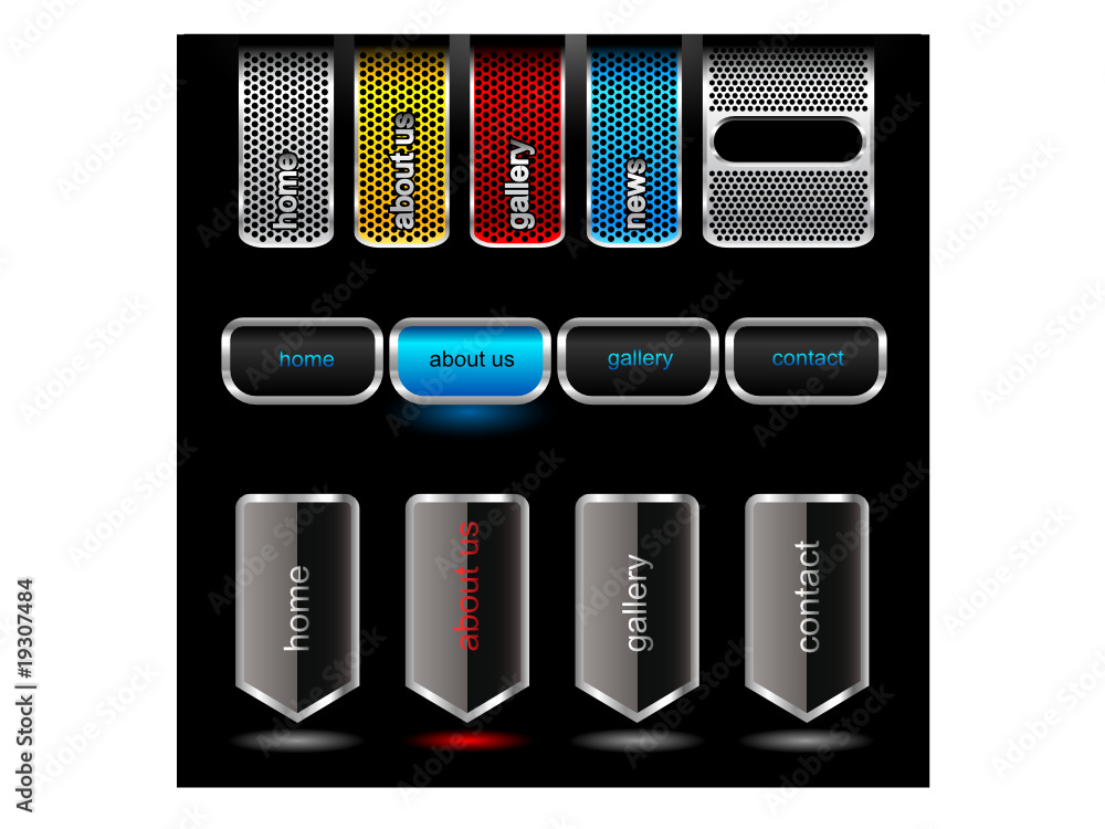 Wall mural editable website vector buttons