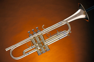 Fototapeta na wymiar Trumpet Cornet Isolated On Yellow