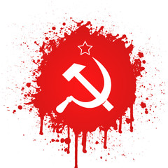 soviet flag in a red spatter