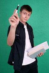 Student pointing with pen