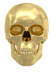 Golden skull isolated on white