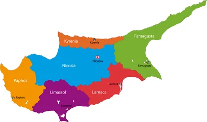 Foto op Canvas Map of administrative divisions of Cyprus © Iryna Volina