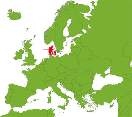 Location of Denmark on the Europa continent