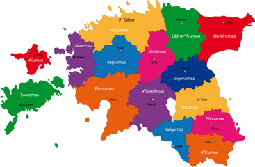 Map of administrative divisions of Republic of Estonia