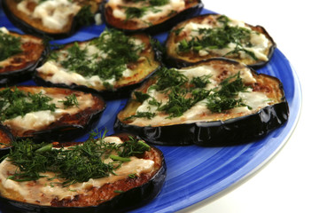 served grilled egg plant