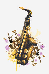 Saxophone on a floral background