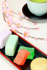 Japanese sweet and green tea