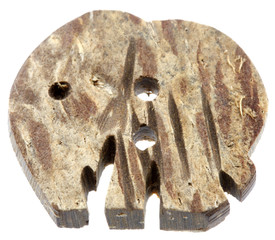 bouton éléphant coque noix coco fond blanc