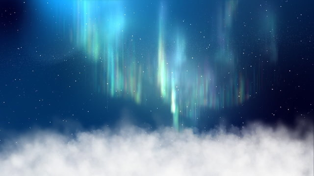 Aurora in night sky with clouds
