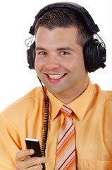 Mann mit Mp3player
