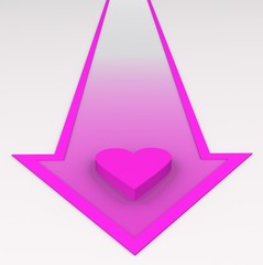 One pink heart on arrow..