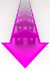 House concept - houses colored to pink on arrow.