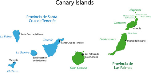 Colorful Canary Islands map