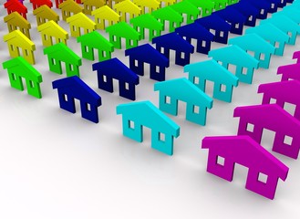 Colorful toy houses concept