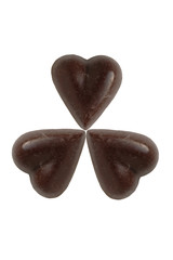 The three scratch chocolate hearts, isolated on the white