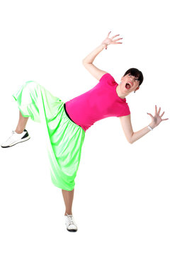 woman cool modern dancer isolated on white