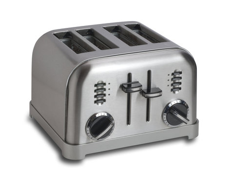 Stainless steel toaster with clipping path