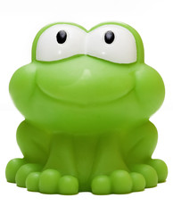 toy rubber frog on white background